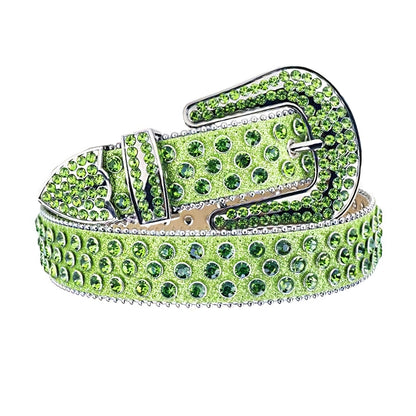 Women's Belt - Rhinestone Crystal Studded Punk Hip Hop Gothic Adjustable Waist for Jeans - product detail view 15