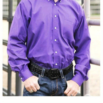 Men's Belt - Rhinestone for Western Cowboy Faux Crocodile Leather Strap Rivet Detail - product detail view 8
