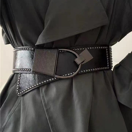 Women's Belt - Rivet Elastic Waist for Black Studded Stretch Band One Size Fits Banquet - main product view