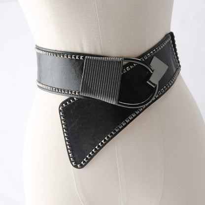 Women's Belt - Rivet Elastic Waist for Black Studded Stretch Band One Size Fits Banquet - product detail view 2
