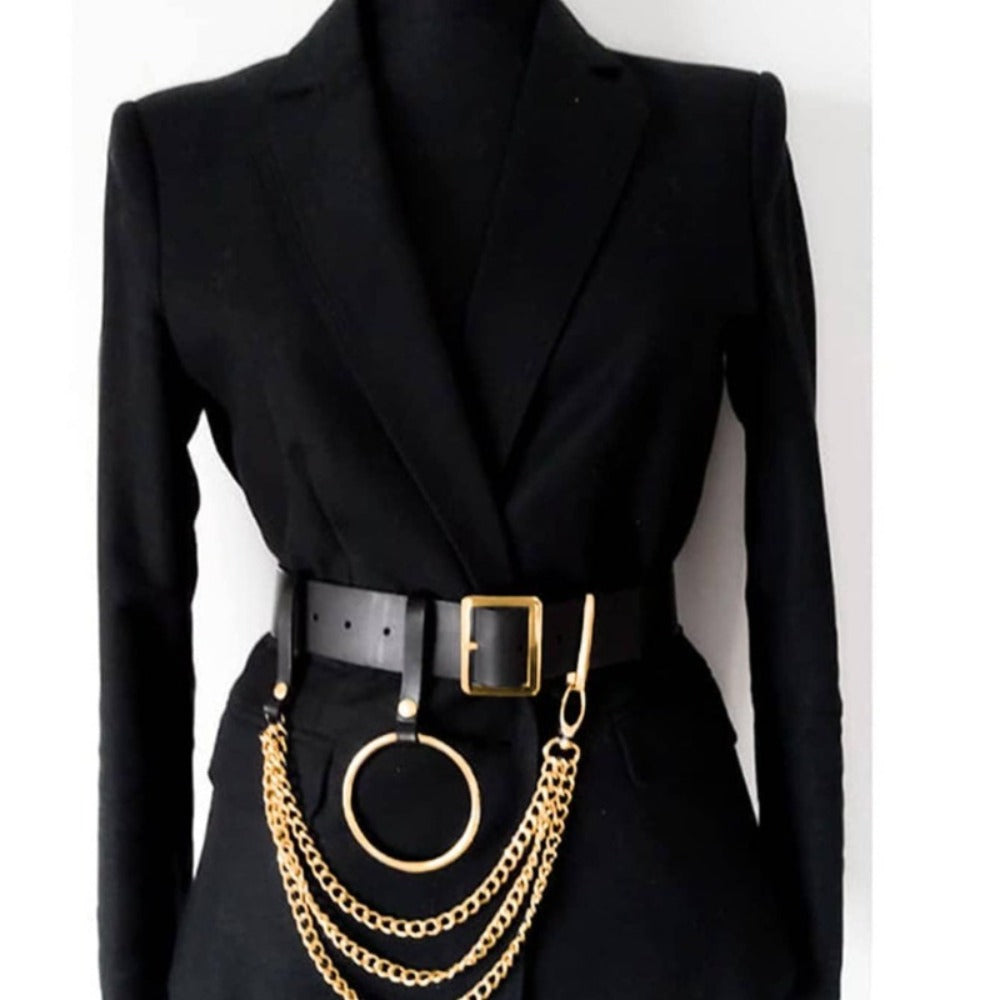 Women's Belt - 's Chain Street Punk Style Elastic Waist with Stainless Steel Buckle for - main product view