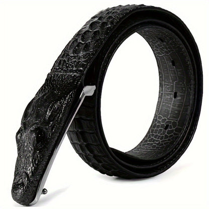 Men's Belt - 's Crocodile Embossed Two-Layer Genuine Cowhide Leather, 4 Colors, Waist - product detail view 3