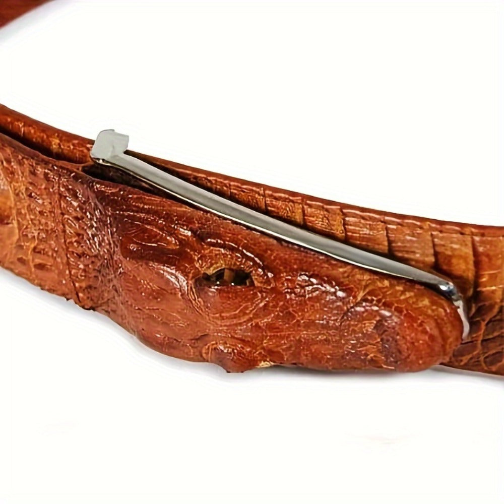 Men's Belt - 's Crocodile Embossed Two-Layer Genuine Cowhide Leather, 4 Colors, Waist - product detail view 8