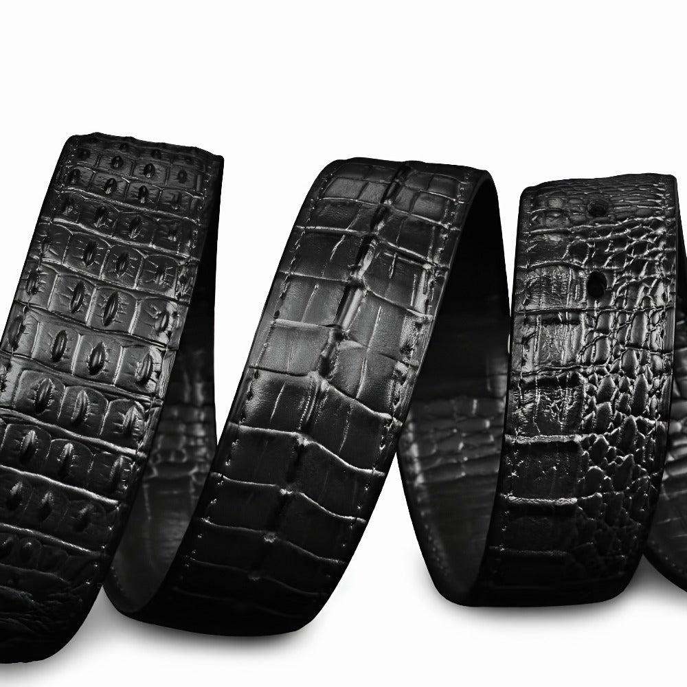 Men's Belt - 's Crocodile Embossed Two-Layer Genuine Cowhide Leather, 4 Colors, Waist - product detail view 10