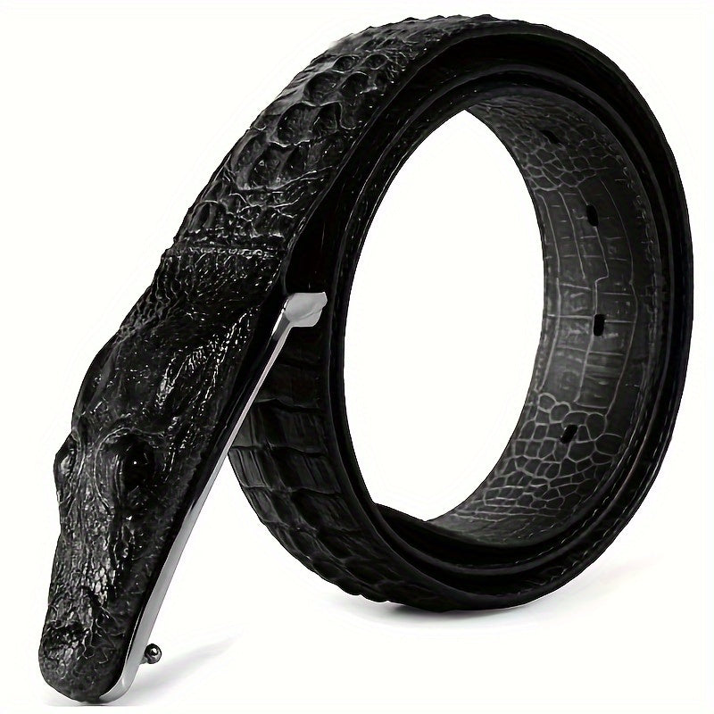 Men's Belt - 's Crocodile Embossed Two-Layer Genuine Cowhide Leather, 4 Colors, Waist - product detail view 12