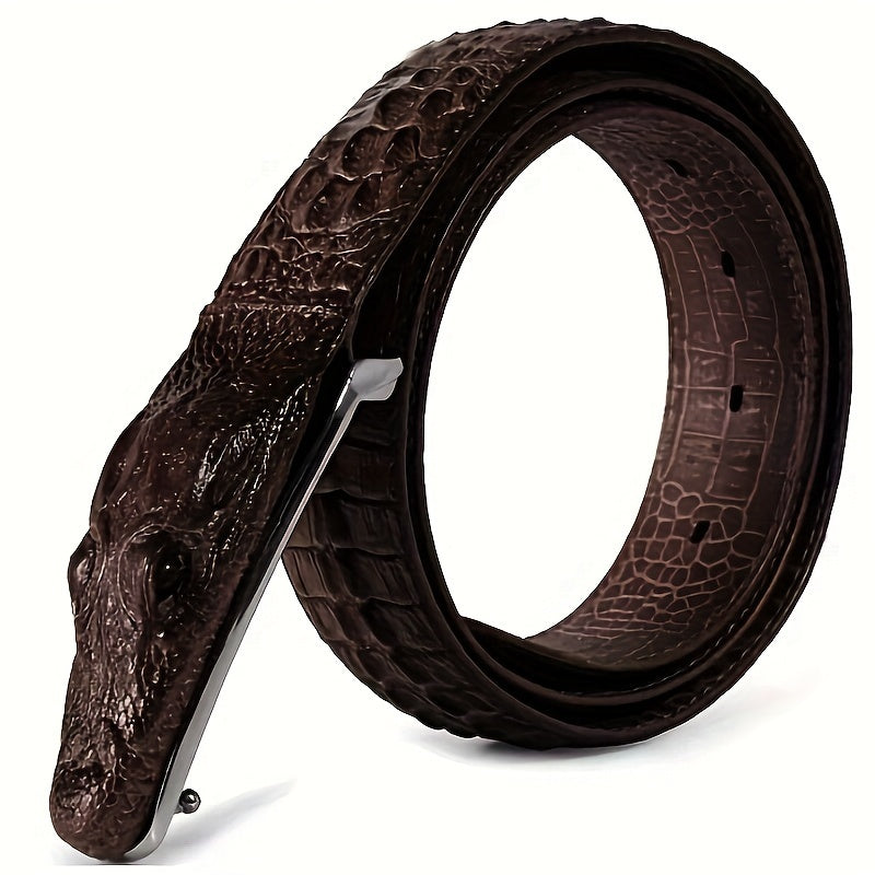 Men's Belt - 's Crocodile Embossed Two-Layer Genuine Cowhide Leather, 4 Colors, Waist - product detail view 13