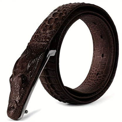 Men's Belt - 's Crocodile Embossed Two-Layer Genuine Cowhide Leather, 4 Colors, Waist - product detail view 13