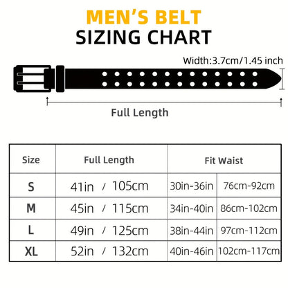 Men's Belt - 's Double Prong Faux Leather Heavy Duty Work Jeans Classic Western Dual - product detail view 2