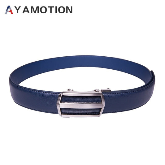 Men's Belt - 's Dress Bonded Leather Ratchet Automatic Buckle 1.3" Wide Brushed Nickel - product detail view 2