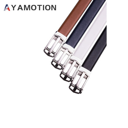Men's Belt - 's Dress Bonded Leather Ratchet Automatic Buckle 1.3" Wide Brushed Nickel - product detail view 5