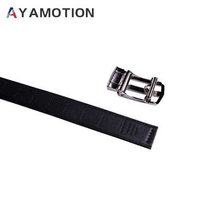 Men's Belt - 's Dress Bonded Leather Ratchet Automatic Buckle 1.3" Wide Brushed Nickel - product detail view 7