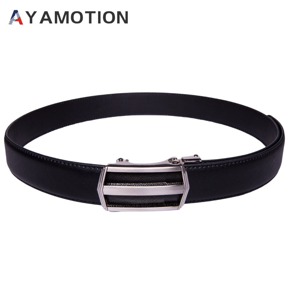 Men's Belt - 's Dress Bonded Leather Ratchet Automatic Buckle 1.3" Wide Brushed Nickel - product detail view 10