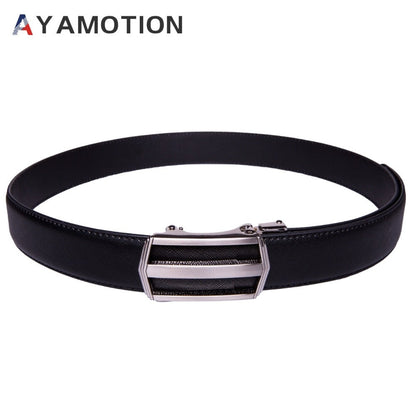 Men's Belt - 's Dress Bonded Leather Ratchet Automatic Buckle 1.3" Wide Brushed Nickel - product detail view 10