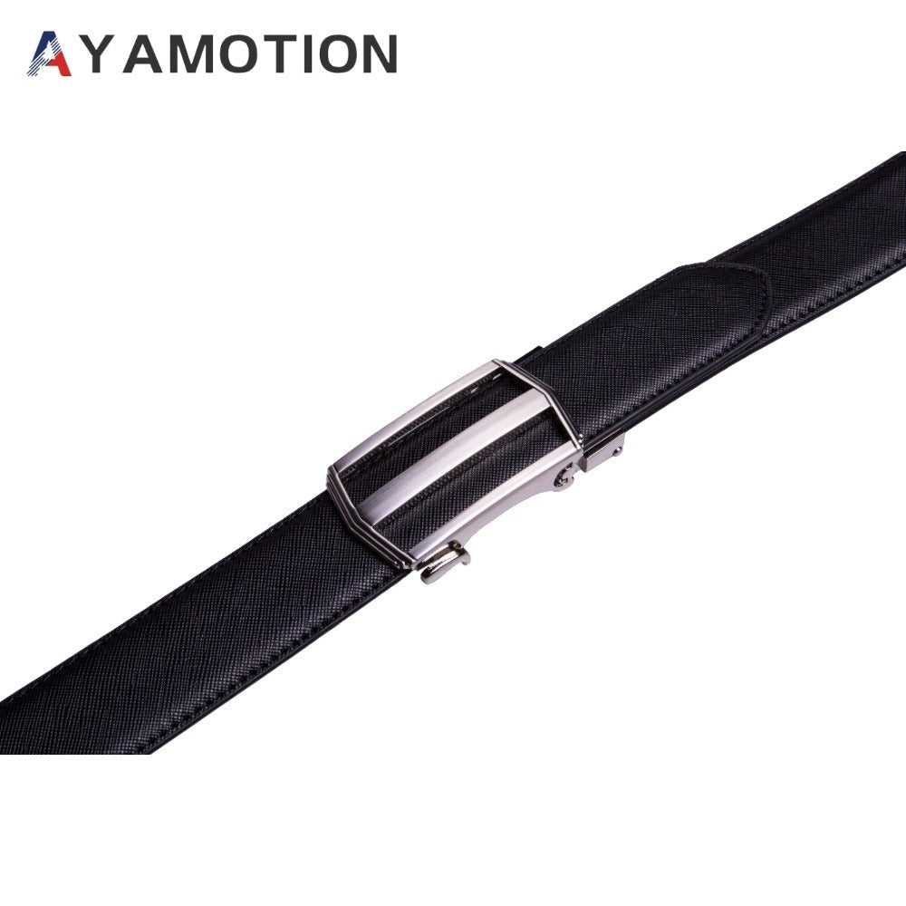 Men's Belt - 's Dress Bonded Leather Ratchet Automatic Buckle 1.3" Wide Brushed Nickel - product detail view 11