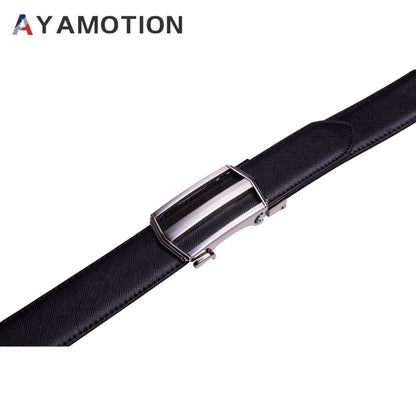 Men's Belt - 's Dress Bonded Leather Ratchet Automatic Buckle 1.3" Wide Brushed Nickel - product detail view 11