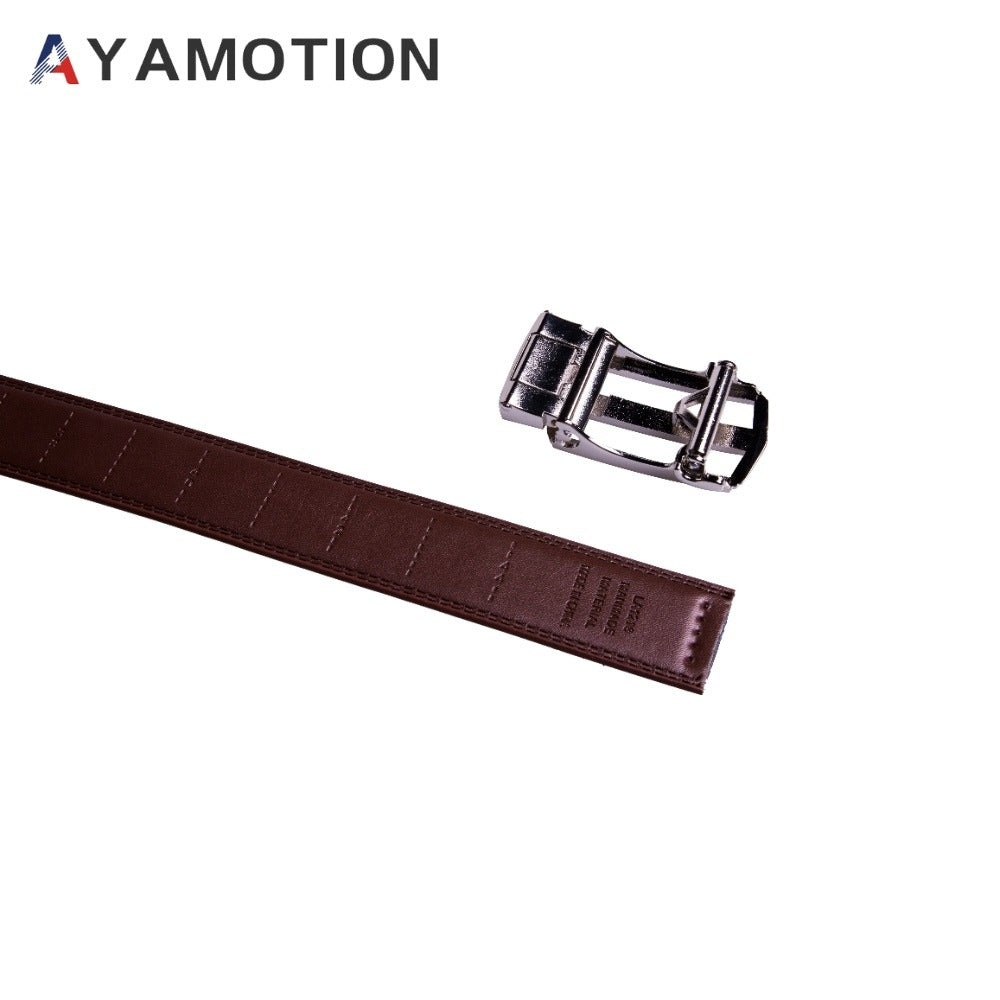 Men's Belt - 's Dress Bonded Leather Ratchet Automatic Buckle 1.3" Wide Brushed Nickel - product detail view 14