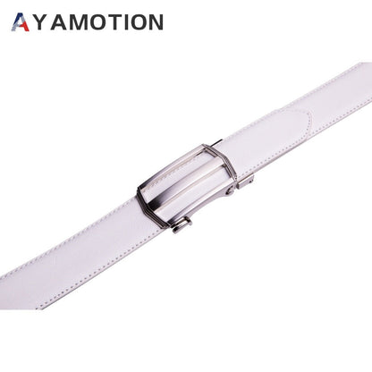 Men's Belt - 's Dress Bonded Leather Ratchet Automatic Buckle 1.3" Wide Brushed Nickel - product detail view 16