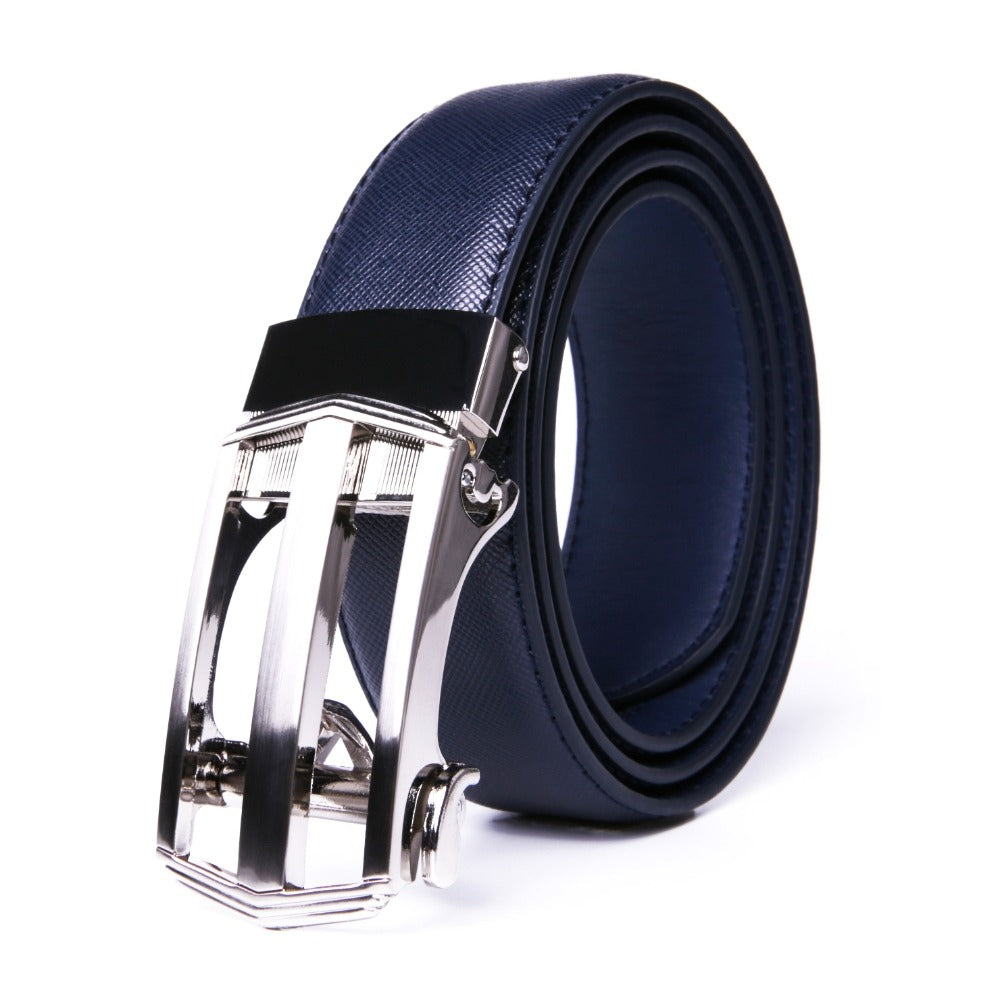 Men's Belt - 's Dress Bonded Leather Ratchet Automatic Buckle 1.3" Wide Brushed Nickel - product detail view 21