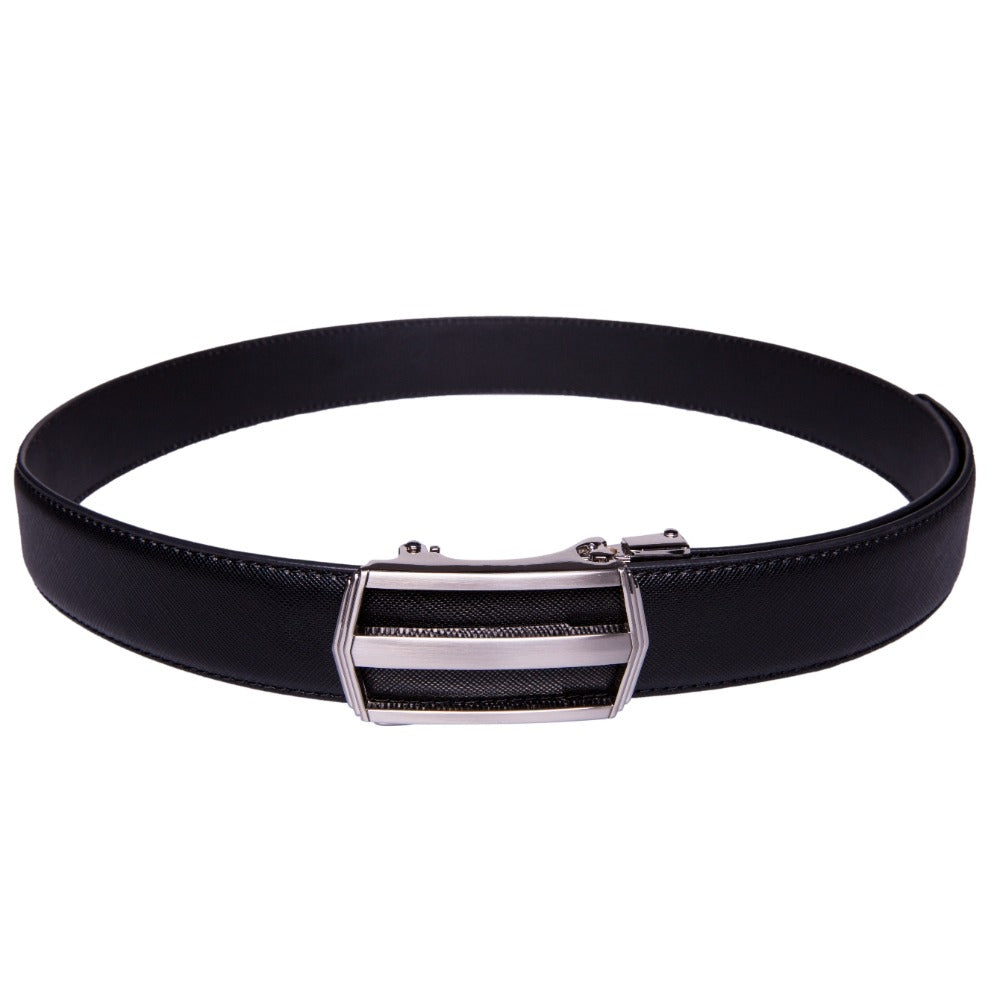 Men's Belt - 's Dress Bonded Leather Ratchet Automatic Buckle 1.3" Wide Brushed Nickel - product detail view 23
