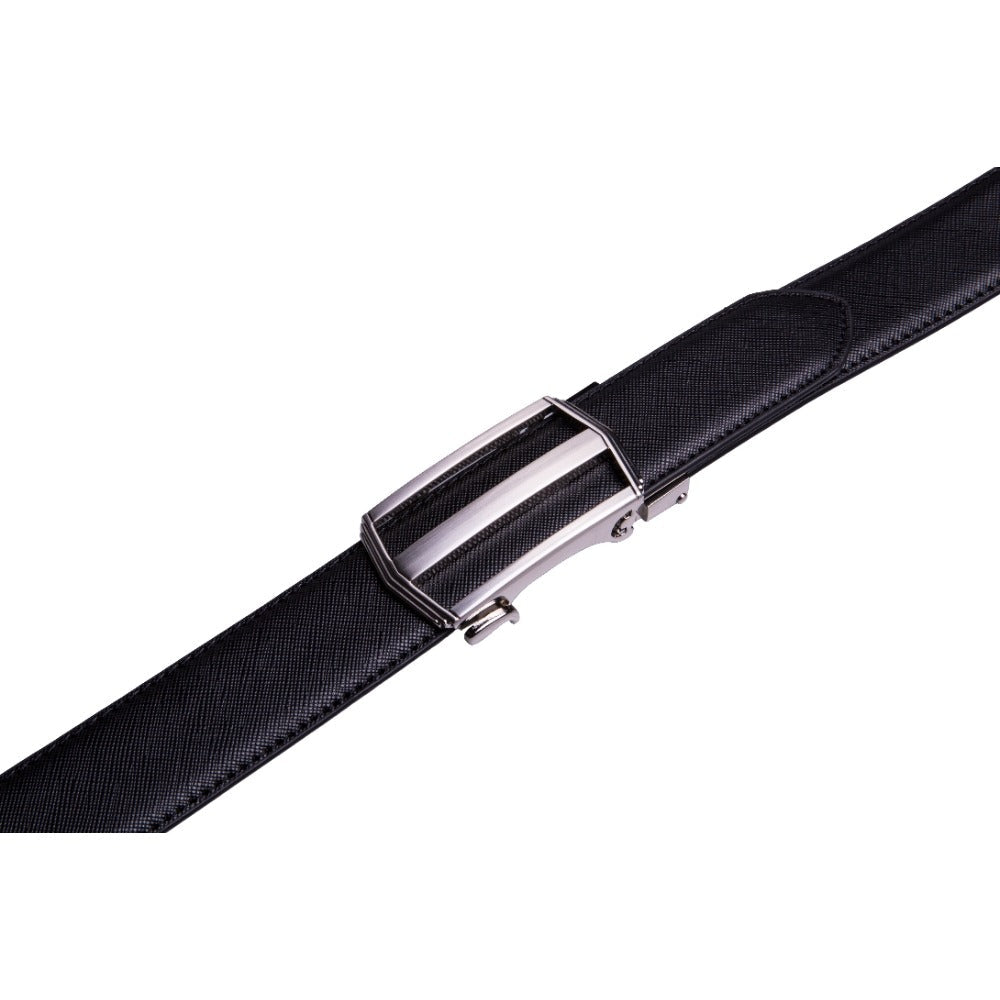 Men's Belt - 's Dress Bonded Leather Ratchet Automatic Buckle 1.3" Wide Brushed Nickel - product detail view 24