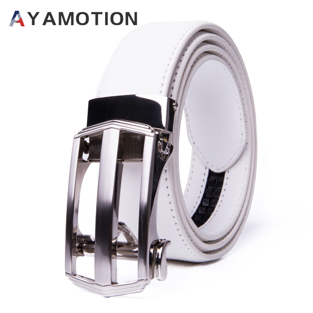 Men's Belt - 's Dress Bonded Leather Ratchet Automatic Buckle 1.3" Wide Brushed Nickel - product detail view 36