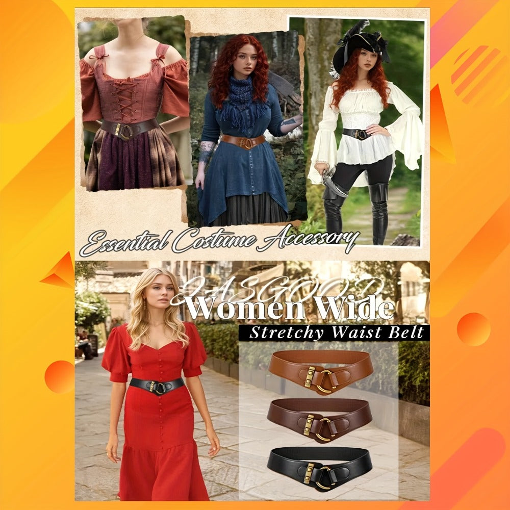 Women's Belt - 's Elastic Waist Retro Vintage Stretch Waistband for Dresses Skirts - product detail view 2