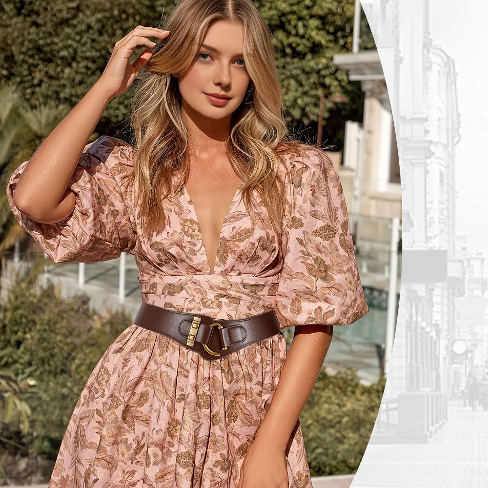 Women's Belt - 's Elastic Waist Retro Vintage Stretch Waistband for Dresses Skirts - product detail view 4