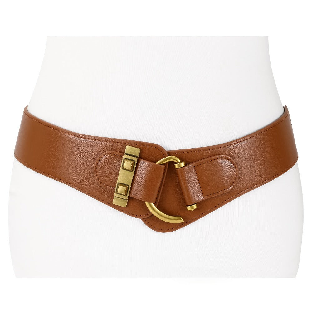 Women's Belt - 's Elastic Waist Retro Vintage Stretch Waistband for Dresses Skirts - product detail view 5