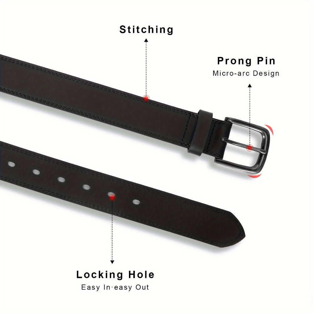 Men's Belt - 's Full Grain Leather Single & 2-Pack Bundle Classic Business Casual Dress - product detail view 8