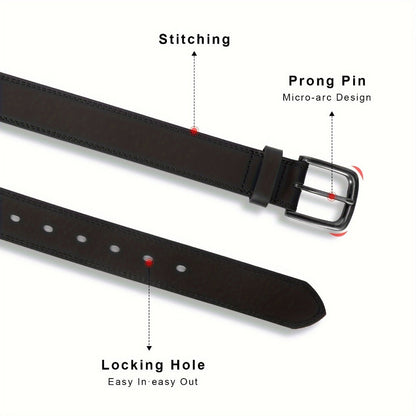 Men's Belt - 's Full Grain Leather Single & 2-Pack Bundle Classic Business Casual Dress - product detail view 8