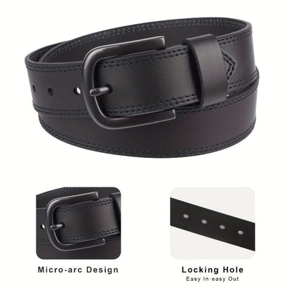 Men's Belt - 's Full Grain Leather Single & 2-Pack Bundle Classic Business Casual Dress - product detail view 10