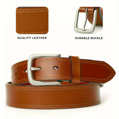 Men's Belt - 's Full Grain Leather Single & 2-Pack Bundle Classic Business Casual Dress - product detail view 12