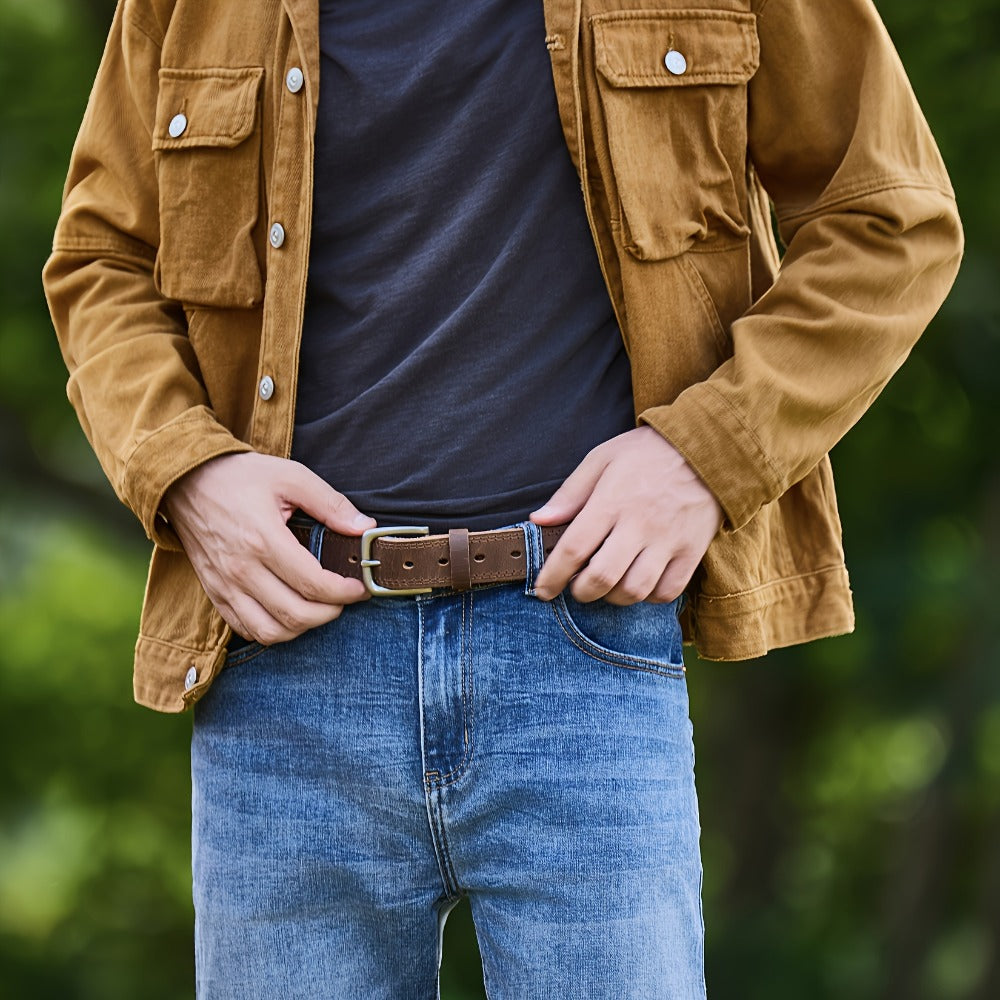 Men's Belt - 's Full Grain Leather Single & 2-Pack Bundle Classic Business Casual Dress - product detail view 14