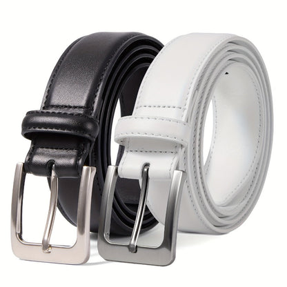 Men's Belt - 's Genuine Leather 2-Pack Set 1 3/8 Inch Dress Casual Golf Jeans , Black - product detail view 4