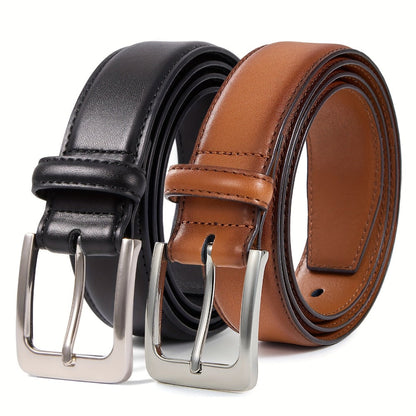 Men's Belt - 's Genuine Leather 2-Pack Set 1 3/8 Inch Dress Casual Golf Jeans , Black - product detail view 8
