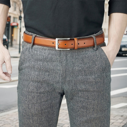 Men's Belt - 's Genuine Leather 2-Pack Set 1 3/8 Inch Dress Casual Golf Jeans , Black - product detail view 12