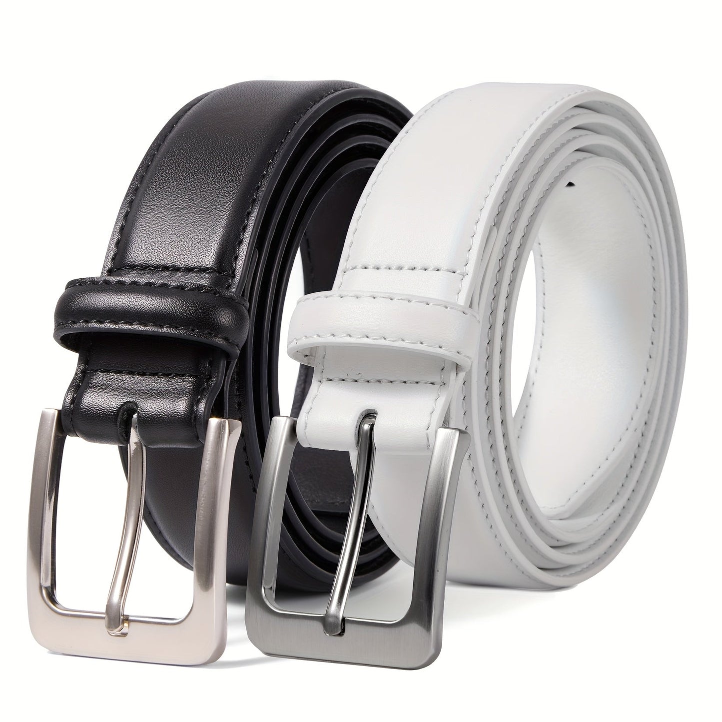 Men's Belt - 's Genuine Leather 2-Pack Set 1 3/8 Inch Dress Casual Golf Jeans , Black - product detail view 15