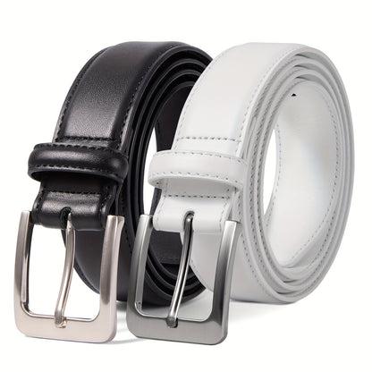 Men's Belt - 's Genuine Leather 2-Pack Set 1 3/8 Inch Dress Casual Golf Jeans , Black - product detail view 15
