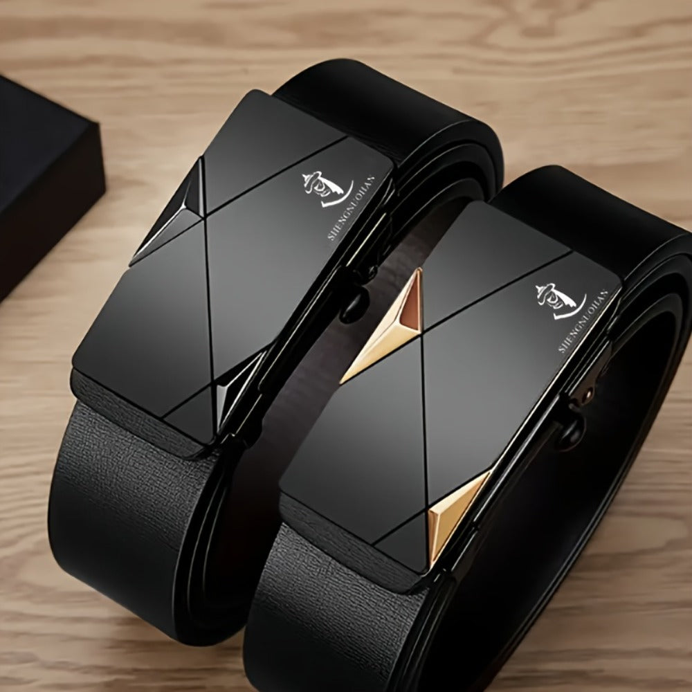 Men's Belt - 's Genuine Leather with Automatic Buckle Cowhide Dress for Formal Business - main product view