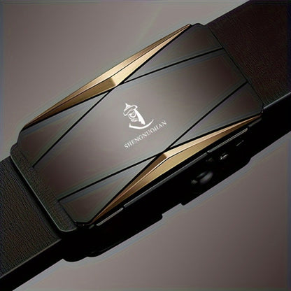 Men's Belt - 's Genuine Leather with Automatic Buckle Cowhide Dress for Formal Business - product detail view 4