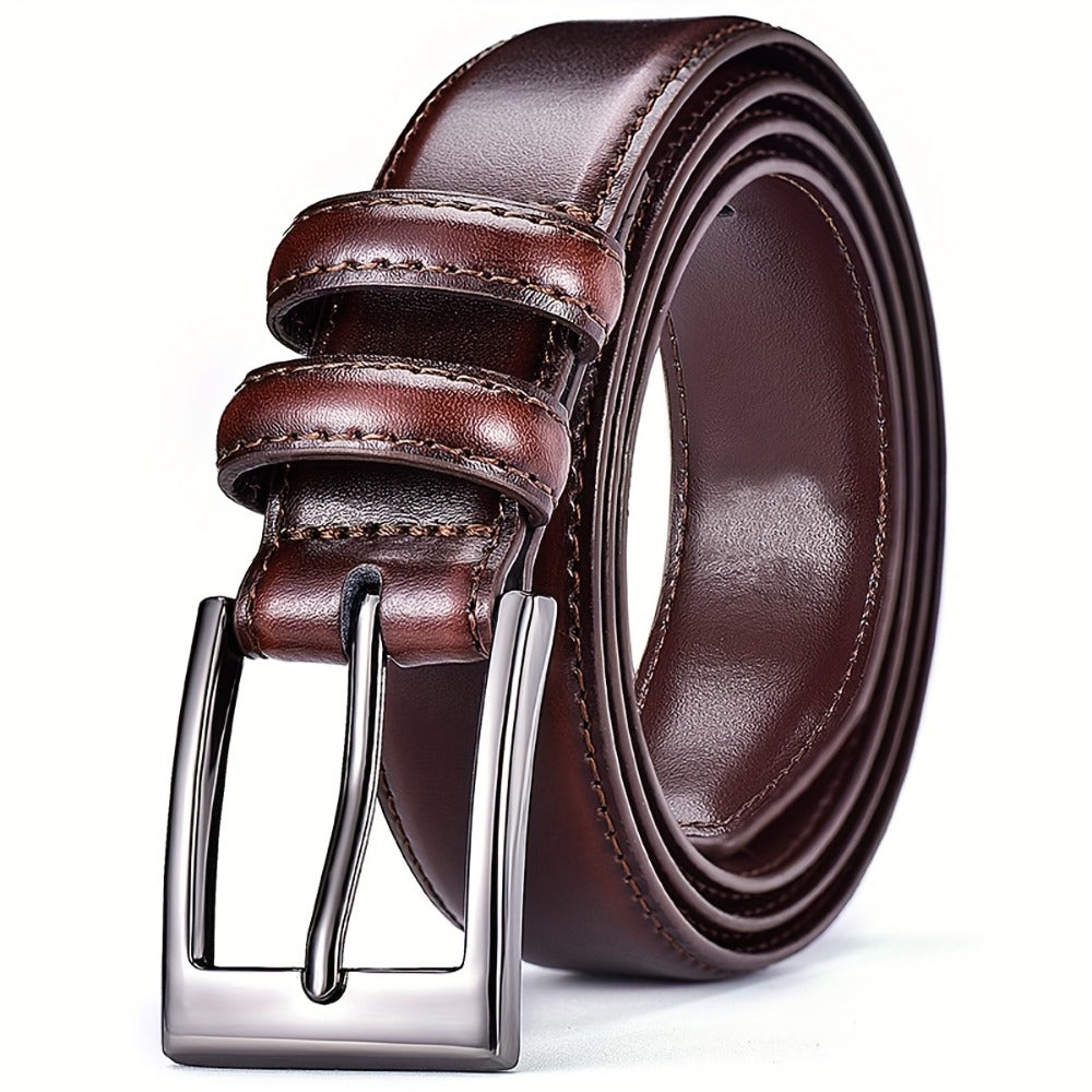 Men's Belt - 's Genuine Leather Gift Box Set Zinc Alloy Golden Buckle Dress for Jeans & - product detail view 12