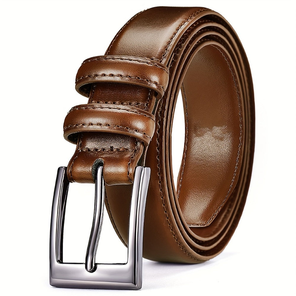 Men's Belt - 's Genuine Leather Gift Box Set Zinc Alloy Golden Buckle Dress for Jeans & - product detail view 13