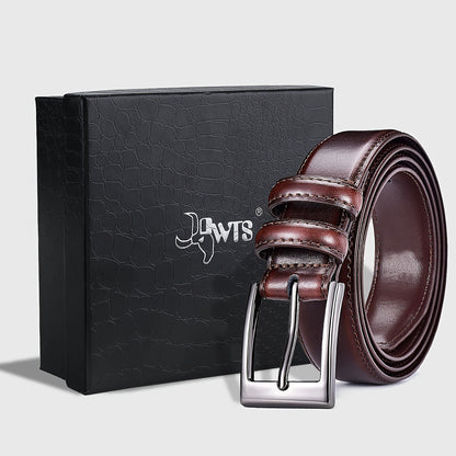 Men's Belt - 's Genuine Leather Gift Box Set Zinc Alloy Golden Buckle Dress for Jeans & - product detail view 16