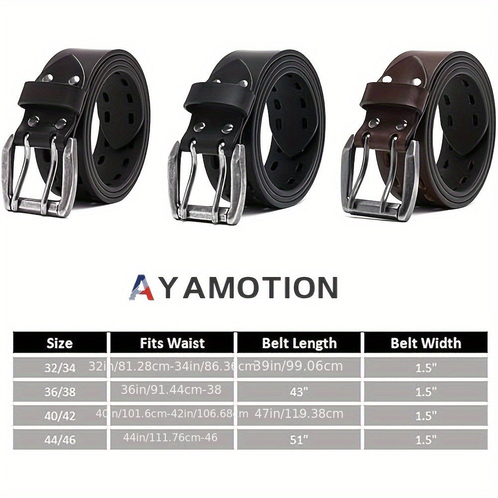 Men's Belt - 's Genuine Leather Handmade 1.2" Wide Full Grain Leather Work & Jeans - product detail view 2
