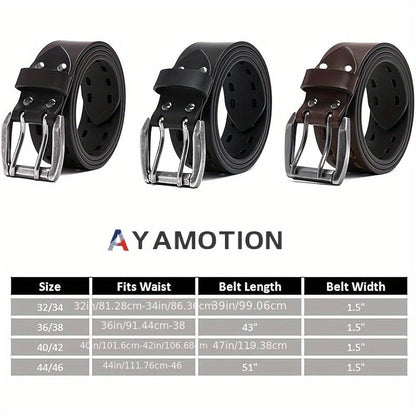 Men's Belt - 's Genuine Leather Handmade 1.2" Wide Full Grain Leather Work & Jeans - product detail view 2