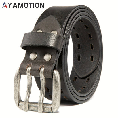 Men's Belt - 's Genuine Leather Handmade 1.2" Wide Full Grain Leather Work & Jeans - product detail view 4