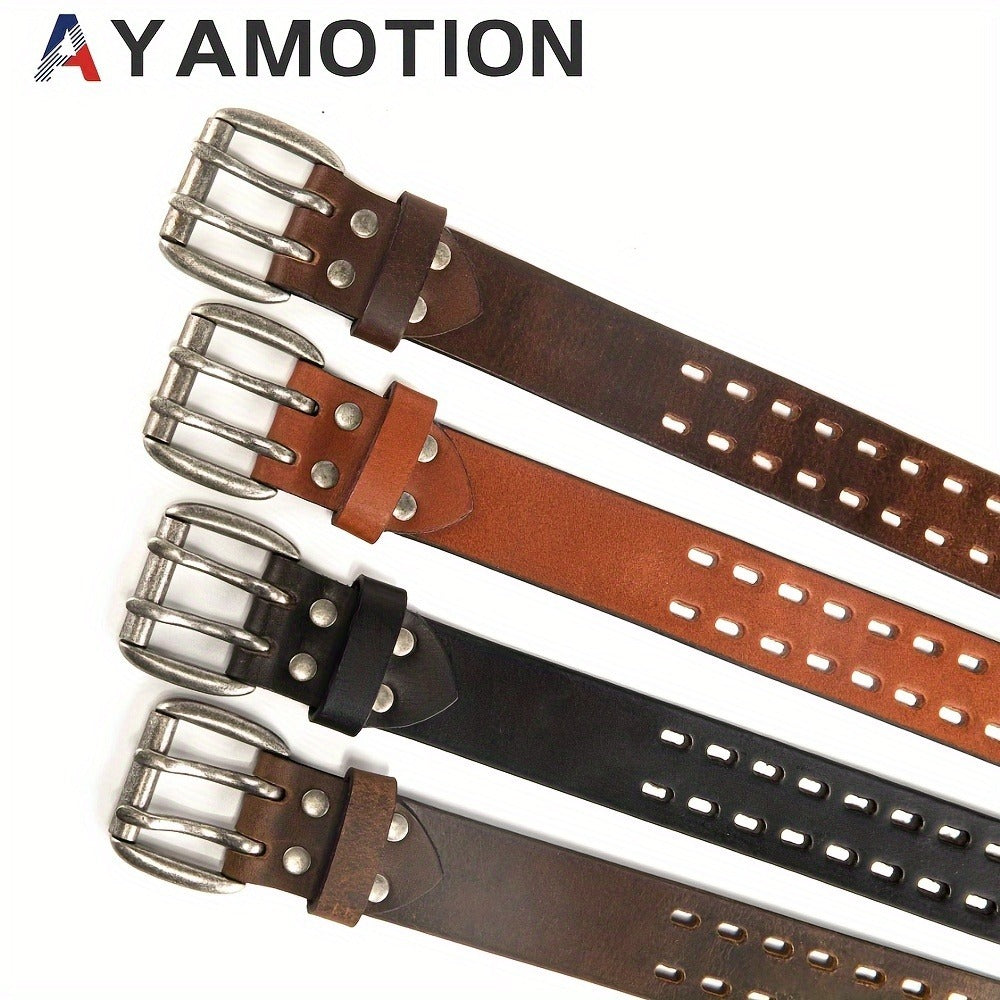 Men's Belt - 's Genuine Leather Handmade 1.2" Wide Full Grain Leather Work & Jeans - product detail view 6