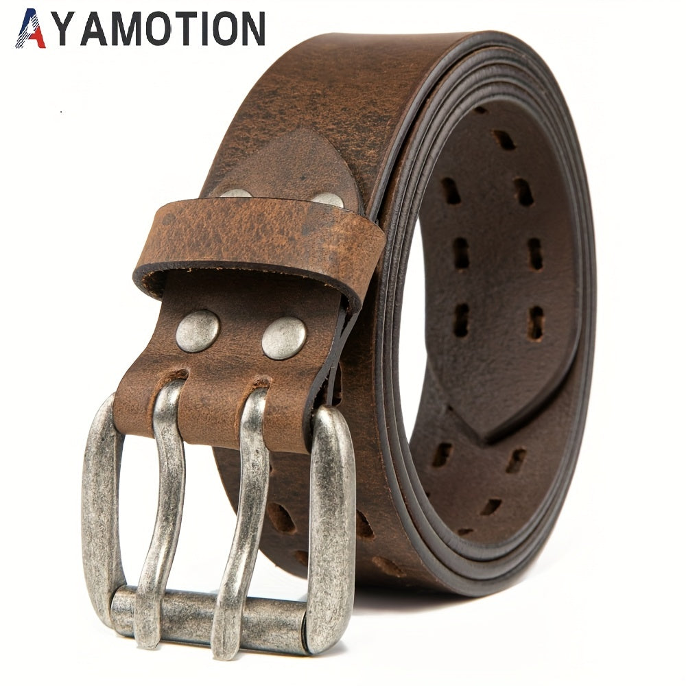 Men's Belt - 's Genuine Leather Handmade 1.2" Wide Full Grain Leather Work & Jeans - product detail view 17