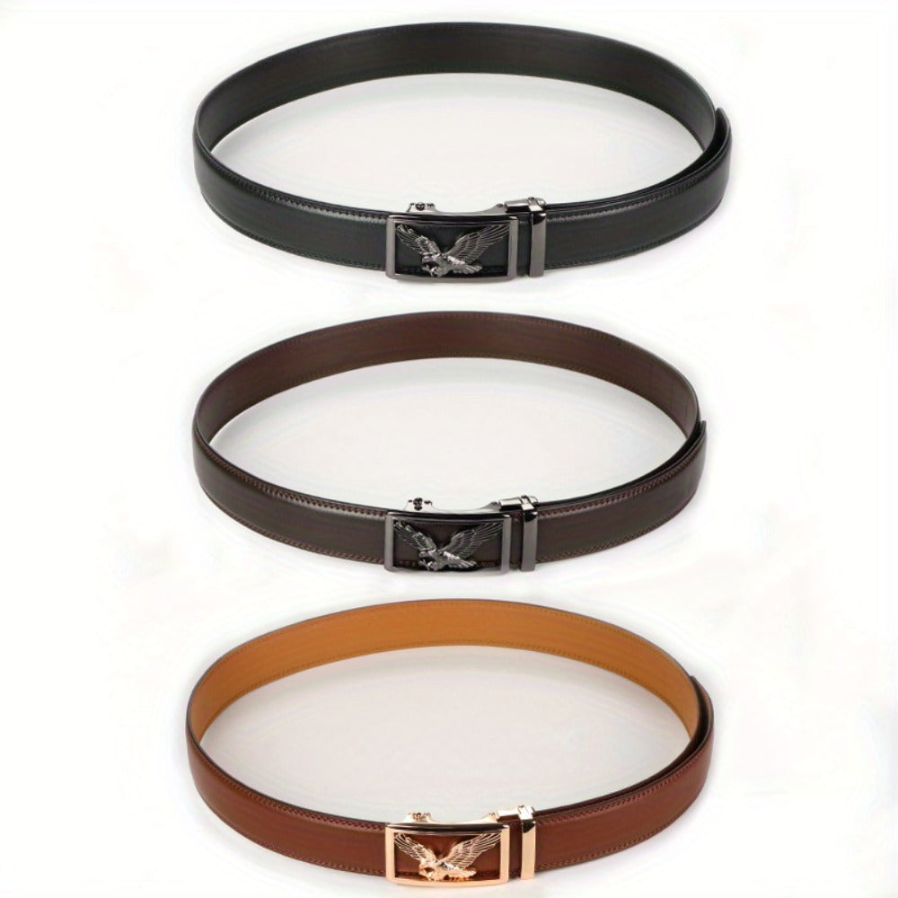 Men's Belt - 's Genuine Leather Set 2-Pack Automatic Ratchet Buckle, Adjustable 110 - product detail view 3