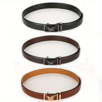 Men's Belt - 's Genuine Leather Set 2-Pack Automatic Ratchet Buckle, Adjustable 110 - product detail view 3